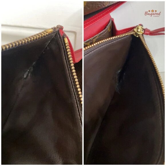 Authentic Louis Vuitton Monogram Canvas Leather Red Emilie Long Wallet CA2163 - Picture 12 of 13